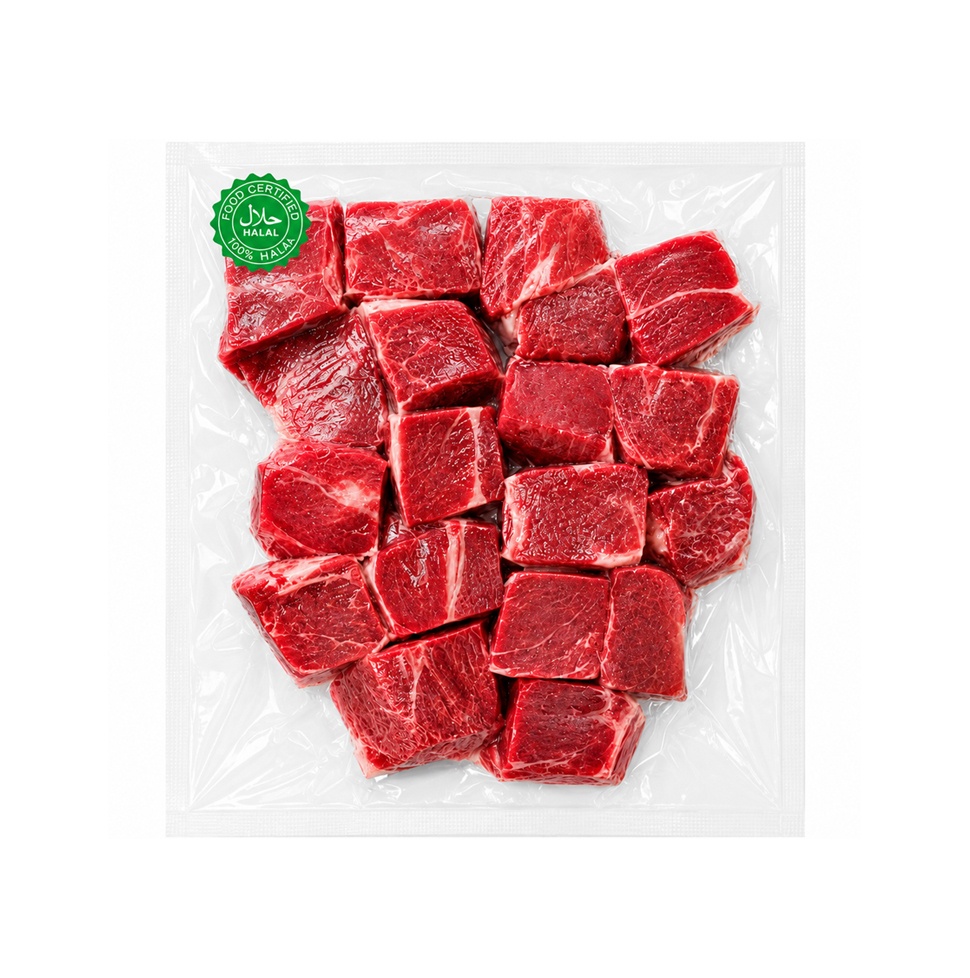 Halal Fresh Beef Boneless Meat (Front Leg) (Square Cut) Cubes 800g